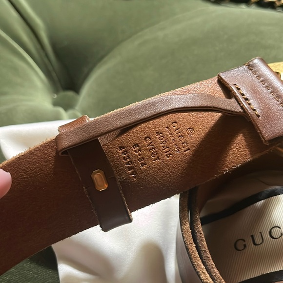 Auth GUCCI Gold & Brown Leather MARMONT Belt.. pristine condition! - Picture 4 of 5